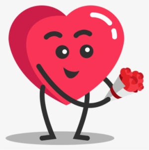 Cartoon Red Love Send Flowers - Vector Graphics