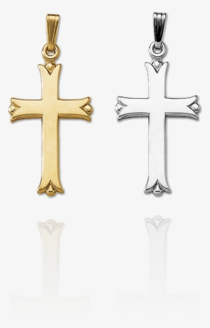 Trefoil Cross - 14kt Gold Solid Cross No Chain - Kp651n