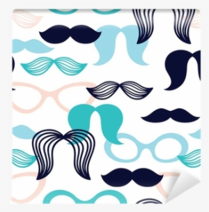 Pattern With Mustache And Glasses Wall Mural • Pixers® - Vector Graphics