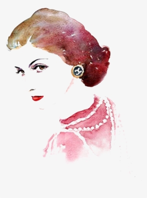 Bath Drawing Watercolor Banner Transparent - Coco Chanel Portrait Painting