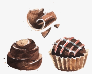 Chocolate Cake Bonbon Brigadeiro Watercolor Painting - Chocolate Truffle Drawing