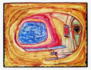 Watercolour In A Guest Book On Light Yellowish-brown - Painting