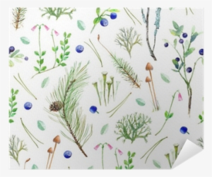 Posters Pine Forest Floral Seamless Pattern Watercolor - Illustration