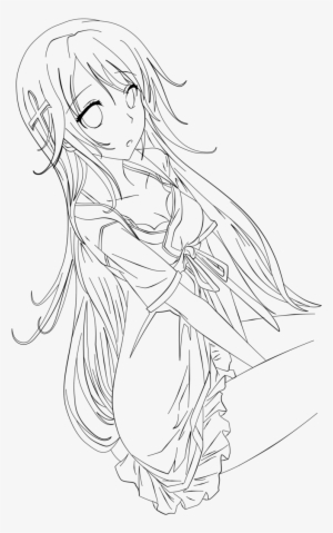 Line Art Anime Drawing Girl - Anime Line Art Transparent