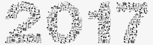 Jpg Freeuse Library 2017 Clipart Black And White - 2017 With Musical Notes
