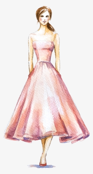 Dress Fashion Illustration Watercolor - Fashion Illustration Dress