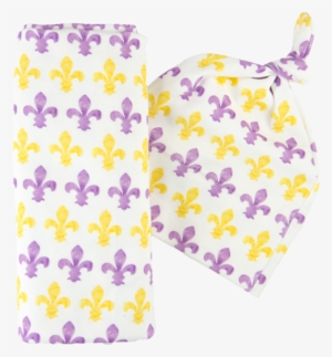Fleur De Lis Baby Blanket Hat Set - Pineapple