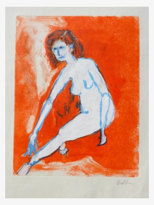 Model In Orange And - Watercolor Painting