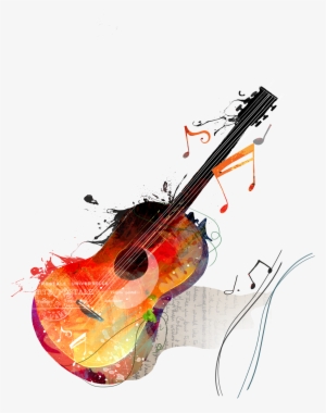 Watercolor Painting Guitar Drawing Canvas - Note De Musique Guitare