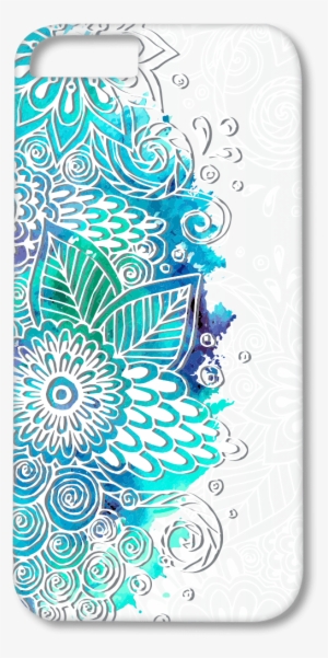 Blue Watercolor Flowers White Background - Pattern Simple Background Png