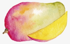 Hand Painted Watercolor Mango Cartoon Transparent Fruit - Fruits Watercolor Png