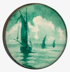 Button Large Early 20th C - Watercolor Painting