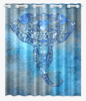 A Blue Watercolor Elephant Portrait In Denim Look New