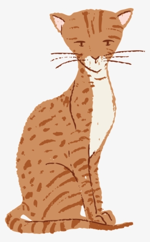 Hand-painted Cartoon Light Brown Pattern Cat Transparent - Cat