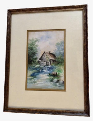 Kunz 1914 Water Wheel Mill Watercolor Painting Signed - Watercolor Painting