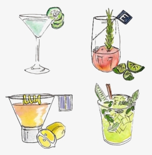 Png Royalty Free Stock Garnish Juice Painting Transprent - Drawing Of A Cocktail