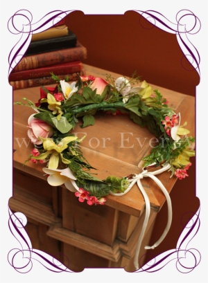 Flower Crown Silk Orchid Rose Frangipani Flower Halo - Australian Native Flower Crown