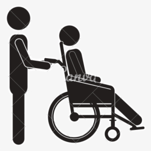 Banner Black And White Library Collection Of High Quality - Pushing A Wheelchair Clipart