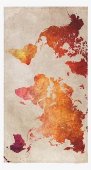 World Map 33 Bath Towel 30"x56" - Red World Map Canvas Print - Small By Jbjart