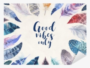 Hand Drawn Watercolor Paintings Vibrant Feather Background