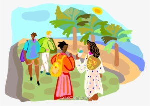 Tourists Walking Royalty Free Vector Clip Art Illustration - People Walking In Park Clipart