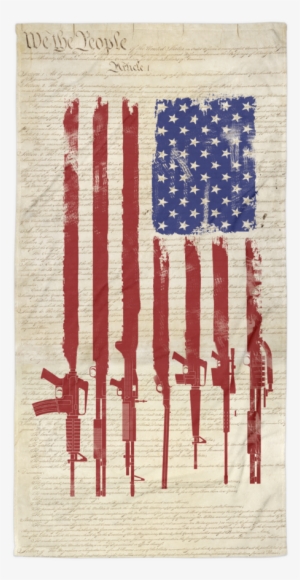 Us Constitution Gun Flag Beach Towel