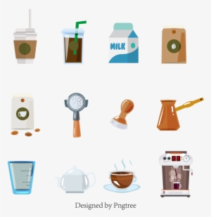 Café De Dibujos Animados Patrón Plano Material Bebidas - Coffee