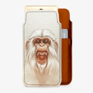Dailyobjects Twam Monkey Real Leather Sleeve Case Cover - White Angry Monkey Art Print - Mini