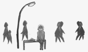 Black Hand Drawn Character Silhouette - Silhouette