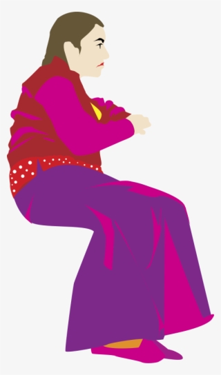 Lady, Silhouette, Woman, Girl, Sit, Sitting - Clip Art