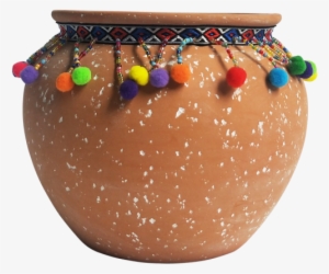 Bright Pompom Terracotta Squat Planter 15cm - Terracotta