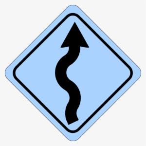 Blue Curvy Road Ahead Sign Clip Art - Curvy Road Sign Png