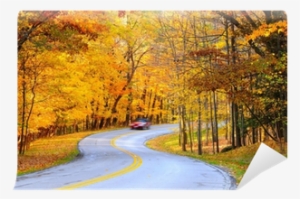Car On Curvy Road In Autumn With Motion Blur To Show - Stock Photography