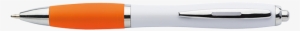 White Barrel Curved Design Ballpoint Pen With Coloured - Orange White Pen Png