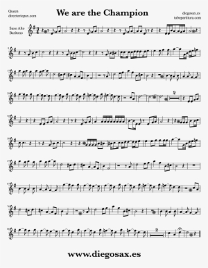 Sheet Music For Alto Saxophone We Are The Champion - We Are The Champions Chart