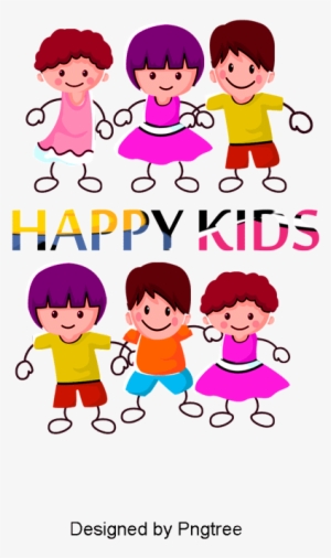 Happy Kids Vector Collection, Hand Painted, Boy, Girl - Psd