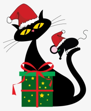 Christmas Cats Clipart Clipart Transparent Library - Christmas Clip Art Cat