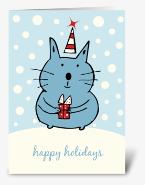 Cute Christmas Cat Greeting Card - Happy Birthday