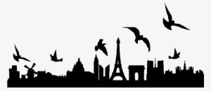Sticker Skyline Oiseaux Survolant Paris Ambiance Sticker - Bi-office Paris City Skyline, Wall Mounted, Cork Notice