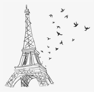 Paris Eiffeltower Eiffel Toureiffel Black Tumblr - Eiffel Tower Drawing Birds