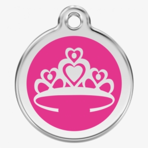 Hot Pink Tiara 38mm Pet Tag By Red Dingo - Red Dingo Crown Pet Id Tag - Red