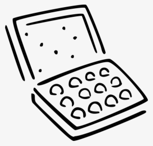 Vector Illustration Of Box Of Candy Confection Chocolates - Line Art