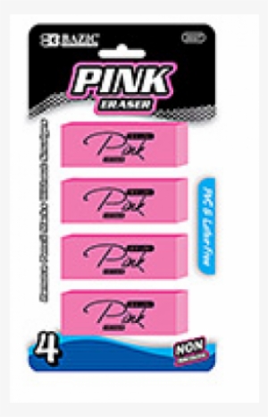 Bazic Pink Bevel Eraser (4/pack)