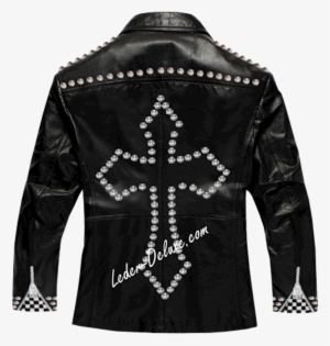 Men's Leather Goth Jacket With Stud Rivets Tj74 - Blouson En Cuire Clouter Hommes