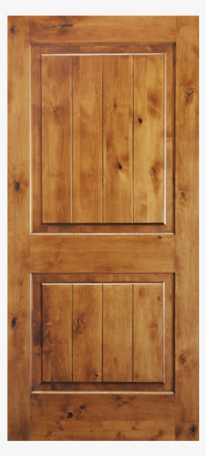 Krosswood Knotty Alder 2 Panel Square Top With V Groove - Krosswood Doors 53 In. X 81.625 In. Rustic Knotty Alder
