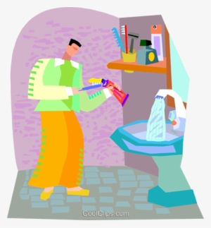 Man Brushing Teeth Royalty Free Vector Clip Art Illustration - Tooth
