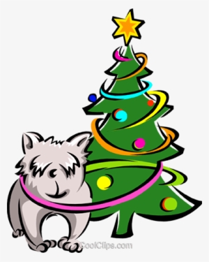 Cachorro E Árvore De Natal Livre De Direitos Vetores - Árvore De Natal De Cachorro