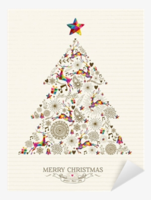 Vintage Christmas Tree Greeting Card Sticker • Pixers® - Vintage Retro Christmas Tree
