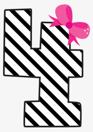 Números Con Diferentes Texturas Y Moño O Lazo Rosa - 4a Clipart