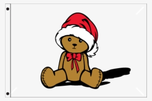 Teddy Bear With Santa Hat Flag - Teddy Bear